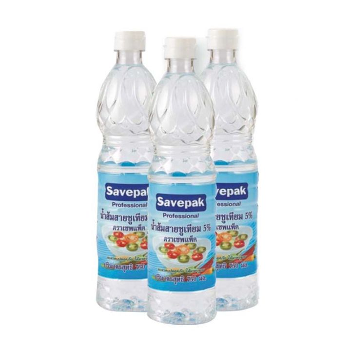 Savepak Vinegar 5% 700 ml x 3.เซพแพ็ค น้ำส้มสายชูเทียม 700 มล. x 3 ขวด