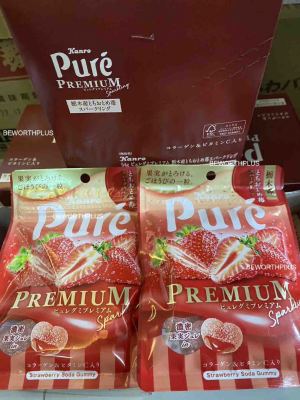 [พร้อมส่ง]Pure Gummy Premium Tochiotome Strawberry Sparkling 54g เยลลี่เคี้ยวหนึบ รูปหัวใจ ที่สอดไส้สตรอเบอรี่โซดา
