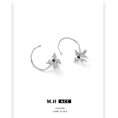 [COD] metallic butterfly ear clip female 2022 new and light luxury sweet cool niche high-end earrings
