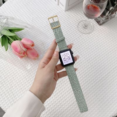 【Hot Sale】 Suitable for apple watch7 strap iwatch7 generation watch with crocodile leather square buckle replacement