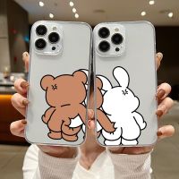 Funny Bear Bunny Couple Phone Case For iphone 14 13 12 11 XS Pro Max Mini X XR 7 8 Plus SE 2020 Soft Silicone Transparent Capa