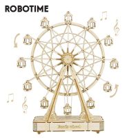 Robotime DIY Wooden Rotatable Ferris Wheel Model with Playing Music Toys for children birthday TGN01