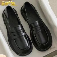 【Ready Stock】 ◄▥❖ C40 35-43 Plus Size British Style Black Soft Small Leather Shoes Women Fashion Japanese JK Loafers Slip-On Flats Mary Jane