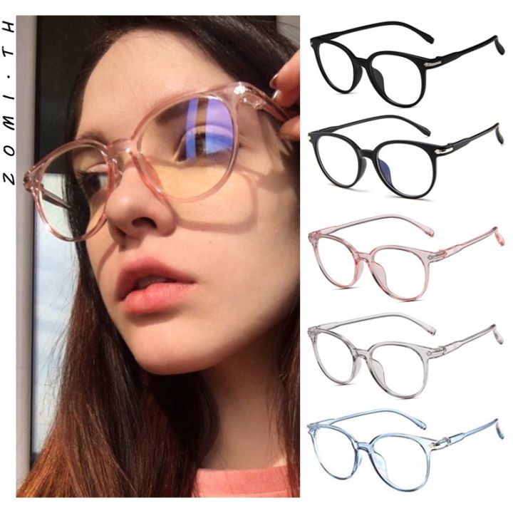 zomi-แฟชั่นป้องกันสีฟ้าใสเลนส์ผู้หญิงรอบแว่นตาแว่นตาป้องกันรังสีแว่นสายตาแว่นตา