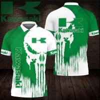 (ALL IN STOCK XZX)   Kawasaki Racing Team Polo Shirt 3D All Over Print US Size XS-6XL  04  (Free customized name logo for private chat, styles can be changed with zippers or buttons)