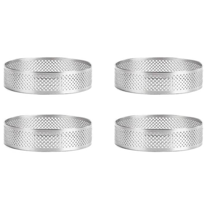 24 Pack Stainless Steel Tart Rings,Perforated Cake Mousse Ring,Cake