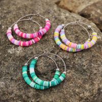 Multicolor Boho Hoop Earrings 2021 New Fashion Colorful Clay korean Jewelry Earrings Accesories for Women Girls