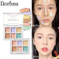 Dorisna คอนซีลเลอร์6สีกันน้ำได้ยาวนานแผ่นปิดคอนซีลเลอร์น้ำหนักเบา