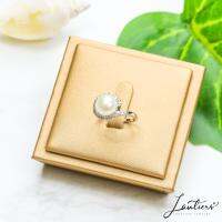 Lautiers Coral Snow Pearl Ring แหวนไข่มุกแท้ เคลือบทองคำขาว ลอเทียร์ รุ่น LR-0447D