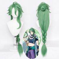 Genshin-Peluca De Cabello Sintético Resistente Al Calor Para Cosplay, Cabellera ประดิษฐ์ De 100ซม.,Verde มีสีสัน,Para Fiesta De ฮาโลวีน