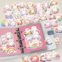 สติกเกอร์การ์ตูนน่ารักกระต่ายสีรุ้ง50ชิ้น,สติกเกอร์ตกแต่งเคสโทรศัพท์มือถือแล็ปท็อปกันน้ำ