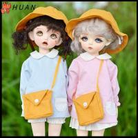 HUAN มินิมินิ เสื้อสวมตุ๊กตา สีฟ้า/สีชมพู ลำลองแบบสบายๆ กระโปรงทรงเอ ของใหม่ หมวกกระเป๋า ตุ๊กตา obitsu24/ตุ๊กตา OB11 1/11