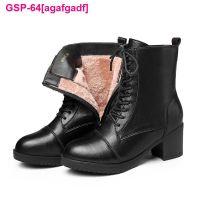 Agafgadf 2021 Inverno Mulher Botas Senhoras Preto Couro รองเท้าบูทหุ้มข้อ Praça Salto Alto Alto Fmale Platafra De Zíper Sapatos Femininos