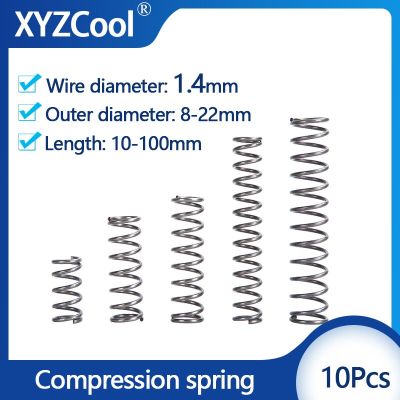 10Pcs Spring 1.4 mm Compression Spring Mechanical Return Pressure Release Y-shaped Coil Spring Steel Wire Outer Diameter 8-22mm Cable Management