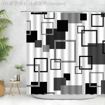 【CW】✘◇  Shower Curtain Set with Hooks-Black and for Fabric Curtains Hooks