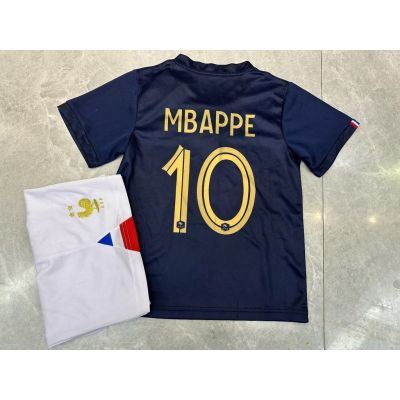 World Cup 2022 France Home away Football Jersey Children Short Sleeve Shirt Shorts Set Soccer Uniform Sports Clothing for Boys Girls