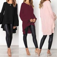 【hot】☇☍ Blouse ZANZEA Neck Lantern SleeveShirt Blusas Femininas Tunic Asymmetrical Hem Blouses