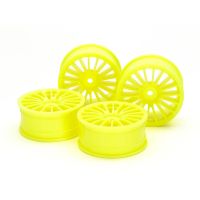 [ชุดแต่งรถบังคับ] TAMIYA 54852 OP.1852 Medium-Narrow 18-Spoke Wheels (24mm Width, Offset 0) (Fluorescent Yellow) 4pcs. ชุดแต่งทามิย่าแท้ rc