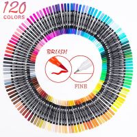 ปากกาเครื่องเขียนที่เขียนคิ้วบาง12-132สี/ชุดปากกาวาดการ์ตูนหัวคู่ปากกาวาดพู่กันสีน้ำปากกาอุปกรณ์การเรียน