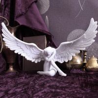 Retro Resin Angel Wing Figurine Vivid Statue Living Room Tabletop Decor