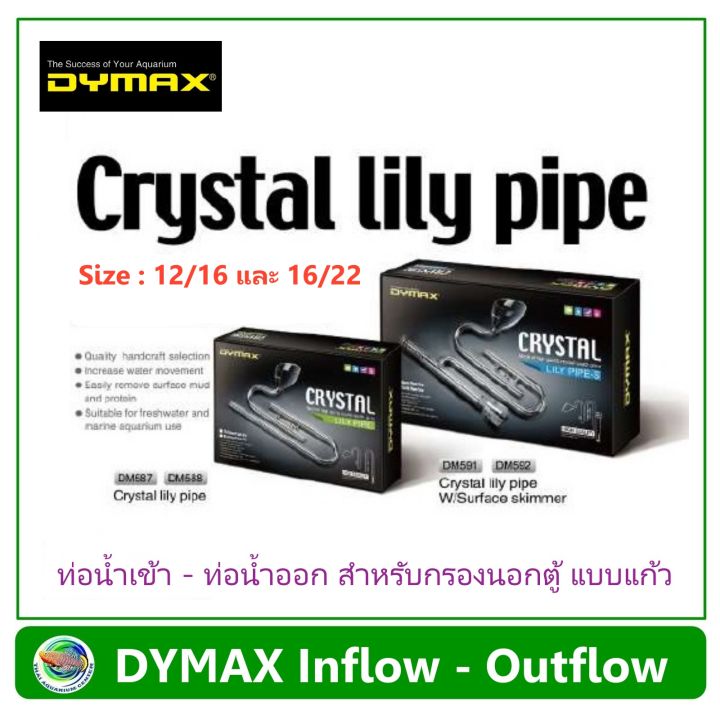 DYMAX CRYSTAL PIPE Inflow &amp; Outflow ชุดท่อน้ำเข้า - ท่อน้ำออก แบบแก้ว ขนาด 12/16มม. และ 16/22 มม.