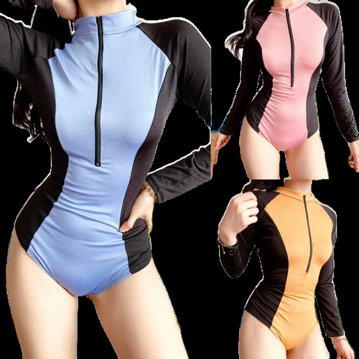 ชุดชุดว่ายน้ำสำหรับชุดว่ายน้ำสตรีสำหรับผู้หญิงเซ็กซี่2023ชุดว่ายน้ำชิ้นเดียวชุดว่ายน้ำ-rashguard-ซิปยาว