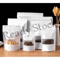 【hot sale】 ✲ B41 25/50pcs Ziplock White Kraft Paper Bag - Air Tight Doorgift Goodies Bag Food Packaging