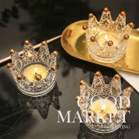 Creative Luxury Crystal Mini Crown Candle Holder Candlestick Glass Ashtray Decor Jewelry Organizer Candle Scented Holder Stand