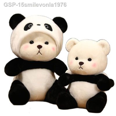 ☊สาย15smilevonla197 6เออโซเดอ Pelúcia Gigante Brinquedo Pelúcia Boneca Panda Encapuzado Desenhos Animados Plushie Zie Zoo Travesseiro Presente De Aniversário Infantil 26-60ซม.