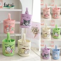 FUTUI เมโลดี้ กระเป๋าถังผ้าลูกฟูก Kuromi ลายการ์ตูน Cinnamoroll Pachacco กระเป๋าถือผ้าใบแคนวาส หวานหวานแหววว สไตล์เกาหลีแบบ กระเป๋าสำหรับคุณแม่ สาวๆ