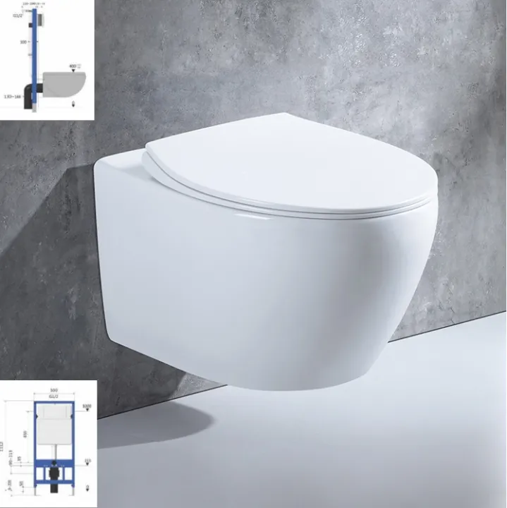 Wall Hung Toilet Bowl. COMPLETE SET. Hanging Toilet Bowl. With Metal