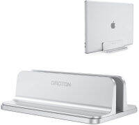 Vertical Laptop Stand Holder, OMOTON Desktop Aluminum MacBook Stand with Adjustable Dock Size, Fits All MacBook, Surface, Chromebook and Gaming Laptops (Up to 17.3 inches), Silver