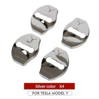 สำหรับ Tesla ฝาครอบล็อคประตูสติกเกอร์คาร์บอนไฟเบอร์สติ๊กเกอร์รถโลหะรถยนต์สำหรับ Tesla รุ่น3รุ่น Y 2021 2022อุปกรณ์เสริม