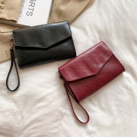 Women PU Leather Wristlet Bag Solid Color Envelope Bag Ladies Vintage Day Clutch Pouch Handbags for Ladies Gift