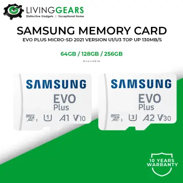Samsung Evo Plus microSD SDXC U3 Class 10 A2 Memory Card 130MB/s with SD  Adapter 2021 (256GB)