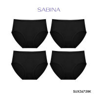 ✼Sabina กางเกงชั้นใน รุ่น Panty Zone (ทรง HALF) (Set 4 ชิ้น )รหัส SUXZ675BK สีดำ♤