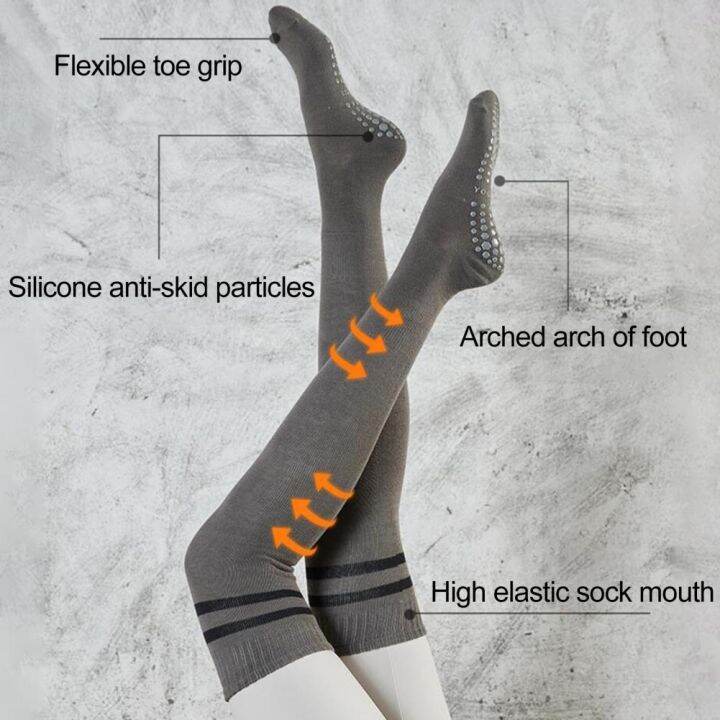 cotton-thigh-high-socks-long-yoga-socks-skinny-pilates-socks-winter-non-slip-striped-foot-protector-particle-sole-yoga-stockings