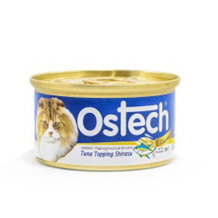 กระป๋องเล็ก-80-กรัม-อาหารกระป๋องแมว-กัวเม่-ออสเทค-ostech-80-g