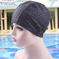 Geometric Print Swimming Hat Shrinkable Trim Swim Pool Hat Unisex Non-slip Swimming Hat Adult Ear Protection Swimming Pool Hat Swim Caps