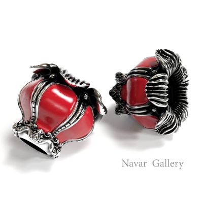 Navar Gallery : ชาร์มดอกประกบ เนื้อเงินแท้ 92.5  Flower Charms Silver 92.5 ( ราคาต่อ 1 ชิ้น )