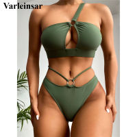 y Cut Out One Shoulder Bikini Female Swimsuit Women Swimwear Two-pieces Bikini set Padded Bather Bathing Suit Swim Lady V3469