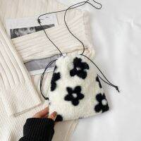 New❋ Women Plush Shoulder Crossbody Bag Mini Cow Leopard Print Drawstring Clutch ❣