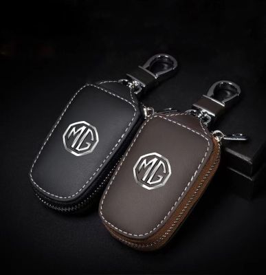 Leather Car Key Protection Shell Bag Car Key Case Car Keychain For MG Morris Garage TF ZR ZS GS GT HS MG3 MG5 MG6 MG7 Auto