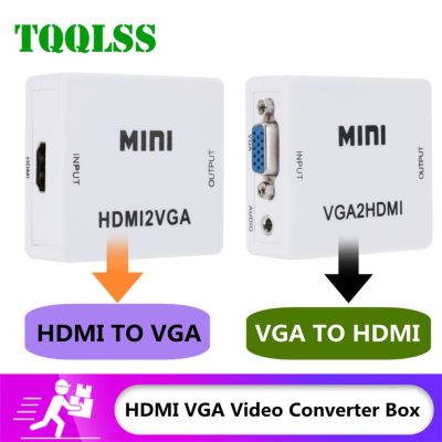 ∈❍☼ Mini HDMI-Compatible TO VGA Converter VGA2HDMI-Compatible Converter Video Box Audio Adapter 1080P For Notebook PC HDTV Projector