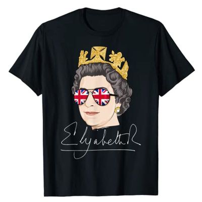 Elizabeth II ER QueenอังกฤษCrown Engalnd Union Jackเสื้อยืดระลึกของขวัญStreetwear Graphic Tee Topsสำหรับผู้หญิงผู้ชาย