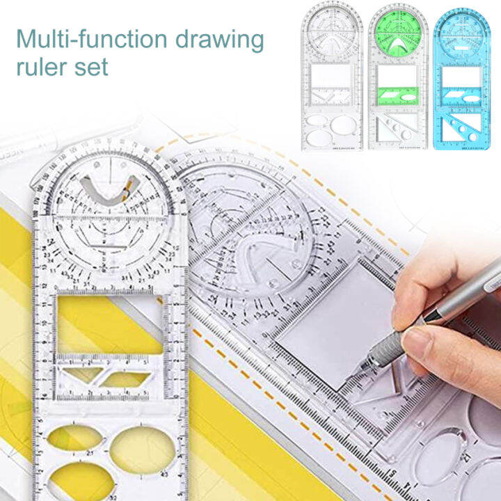 ไม้บรรทัดวาดรูปเรขาคณิต-ruler3pcs-เทมเพลตวาดรูปเรขาคณิตอุปกรณ์วัดพลาสติกร่างภาพสำหรับงาน-diy-การ์ดงานศิลปะการวาดภาพและเครื่องใช้สำนักงานโรงเรียน