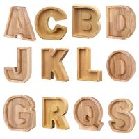 Wooden Personalized Piggy Bank Toy Alphabet for Kids Money Jar Coin Adults Saving Box Letter Decor