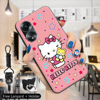 เคส PMP Hp OPPO A58 4G สำหรับ Oppo A58 4G เคสเคสยางกันกระแทก TPU Kity Cat HelloKity KT เคสนิ่มสำหรับเด็กผู้หญิงขอบแบบนิ่มสุดน่ารักซิลิโคนเคสครอบโทรศัพท์แหวนใส่นิ้วสายคล้อง