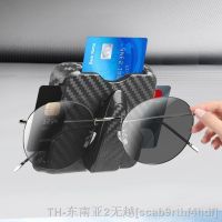 hyfﺴ☾ Car Carbon Sunglasses Clip Card Ticket Holder Fastener Eyeglasses Bracket Interior Accessories