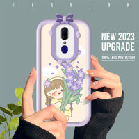 เคสโทรศัพท์ OPPO F11 R15 R17 Oppof11กรณีสาวน่ารักการ์ตูนดอกไม้ดอกทานตะวันสีม่วง Monster เลนส์โทรศัพท์เปลือกนุ่มฝาครอบป้องกันปลอกหุ้ม